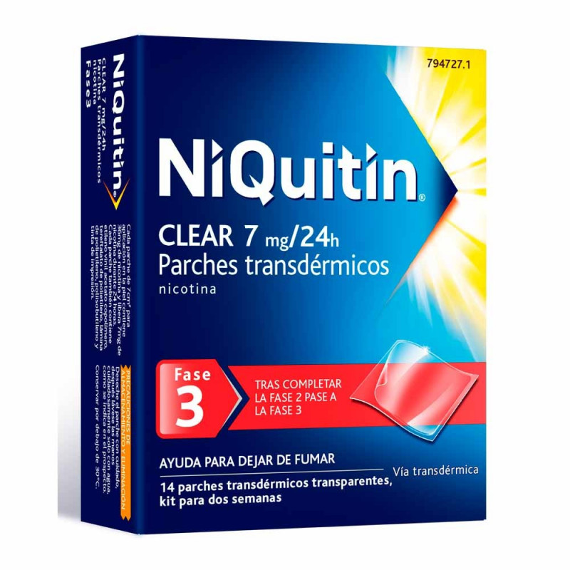 NIQUITIN CLEAR 7 MG/24 H PARCHES TRANSDERMICOS , 14 PARCHES