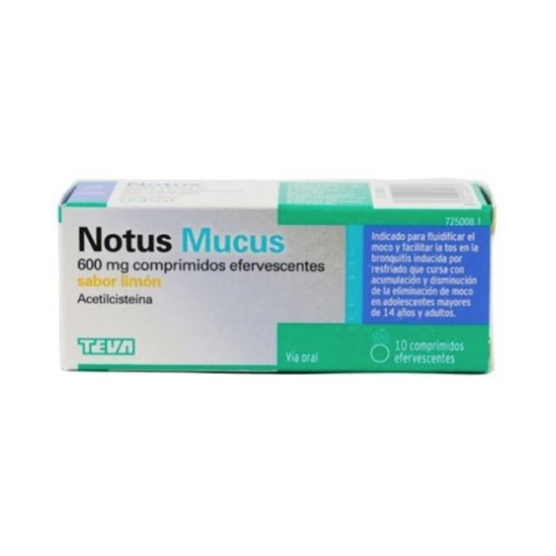 NOTUS MUCUS 600 MG COMPRIMIDOS EFERVENCENTES SABOR LIMON, 10  COMPRIMIDOS