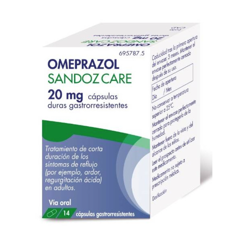 OMEPRAZOL SANDOZ CARE 20 MG CAPSULAS DURAS GASTRORRESISTENTES, 14 CÁPSULAS