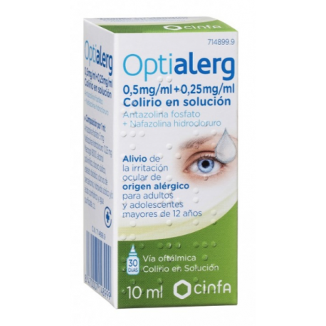 OPTIALERG 5 MG/ML + 0,25 MG/ML COLIRIO EN SOLUCION, 1 FRASCO DE 10 ML