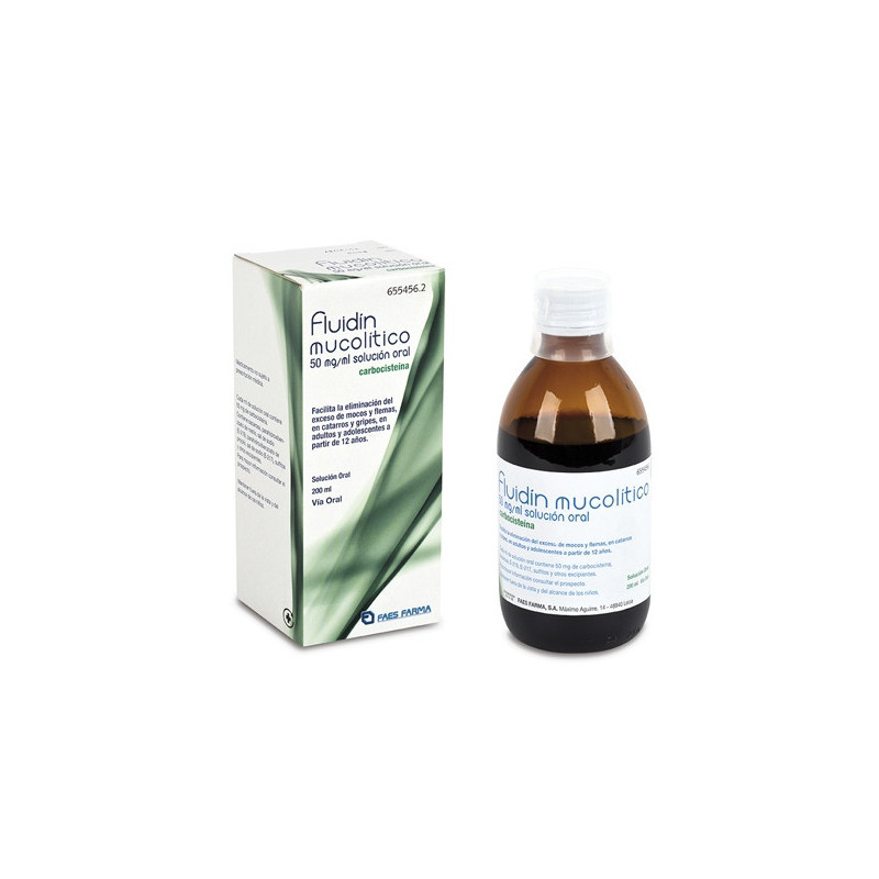 FLUIDIN MUCOLITICO 50 MG/ML SOLUCION ORAL , 1 FRASCO DE 200 ML