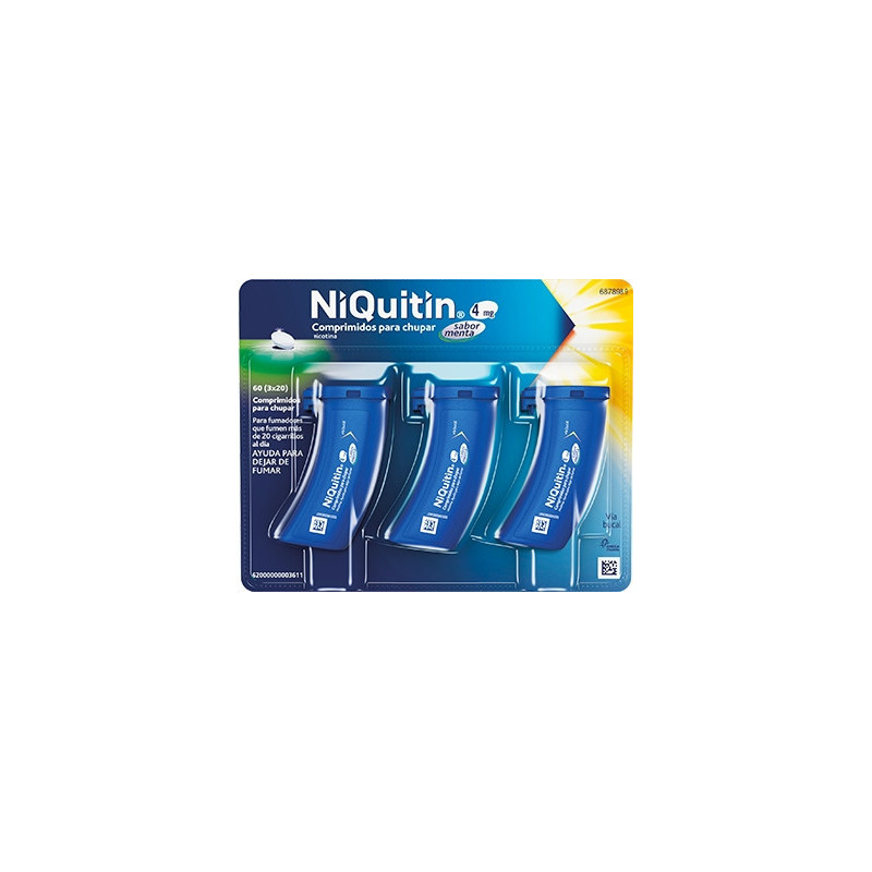 NIQUITIN 4 MG COMPRIMIDOS PARA CHUPAR SABOR MENTA, 60 COMPRIMIDOS