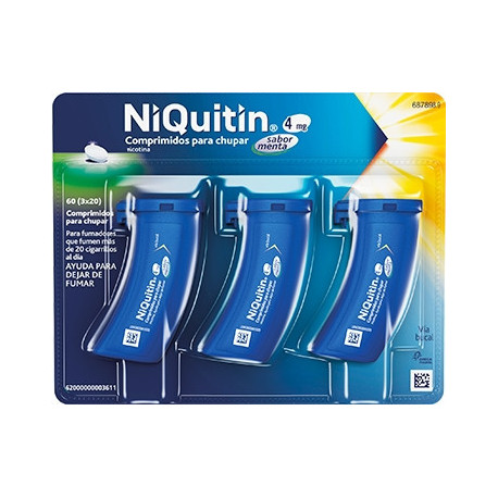 NIQUITIN 4 MG COMPRIMIDOS PARA CHUPAR SABOR MENTA, 60 COMPRIMIDOS