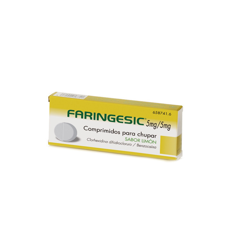 FARINGESIC 5 MG/5 MG COMPRIMIDOS PARA CHUPAR SABOR LIMON, 20 COMPRIMIDOS