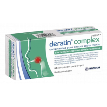 DERATIN COMPLEX COMPRIMIDOS PARA CHUPAR SABOR MENTA , 30 COMPRIMIDOS (BLISTER ALUMINIO/PVC)