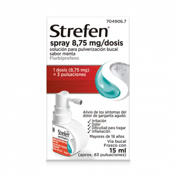 STREFEN SPRAY 8,75 MG/DOSIS SOLUCION PARA PULVERIZACION BUCAL SABOR MENTA , 15 ML