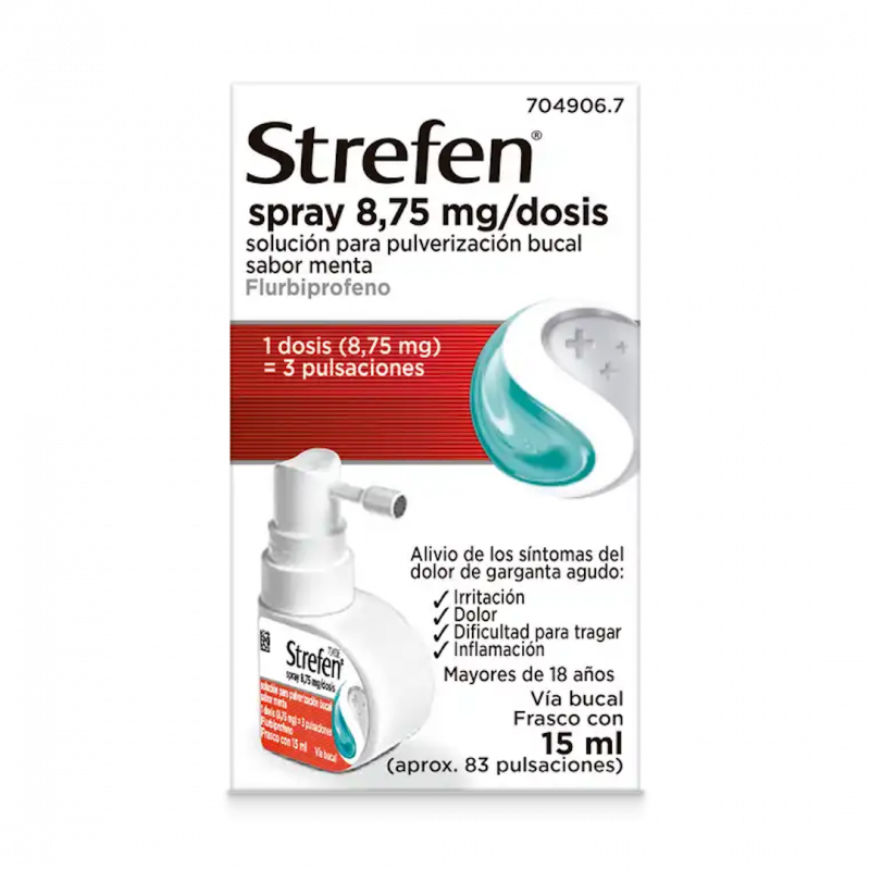 STREFEN SPRAY 8,75 MG/DOSIS SOLUCION PARA PULVERIZACION BUCAL SABOR MENTA , 15 ML