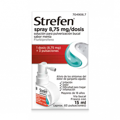 STREFEN SPRAY 8,75 MG/DOSIS SOLUCION PARA PULVERIZACION BUCAL SABOR MENTA , 15 ML