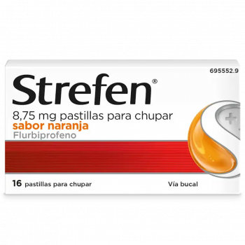 STREFEN 8,75 MG PASTILLAS PARA CHUPAR SABOR NARANJA , 16 PASTILLAS