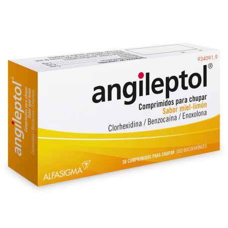 ANGILEPTOL COMPRIMIDOS PARA CHUPAR SABOR MIEL-LIMÓN, 30 COMPRIMIDOS