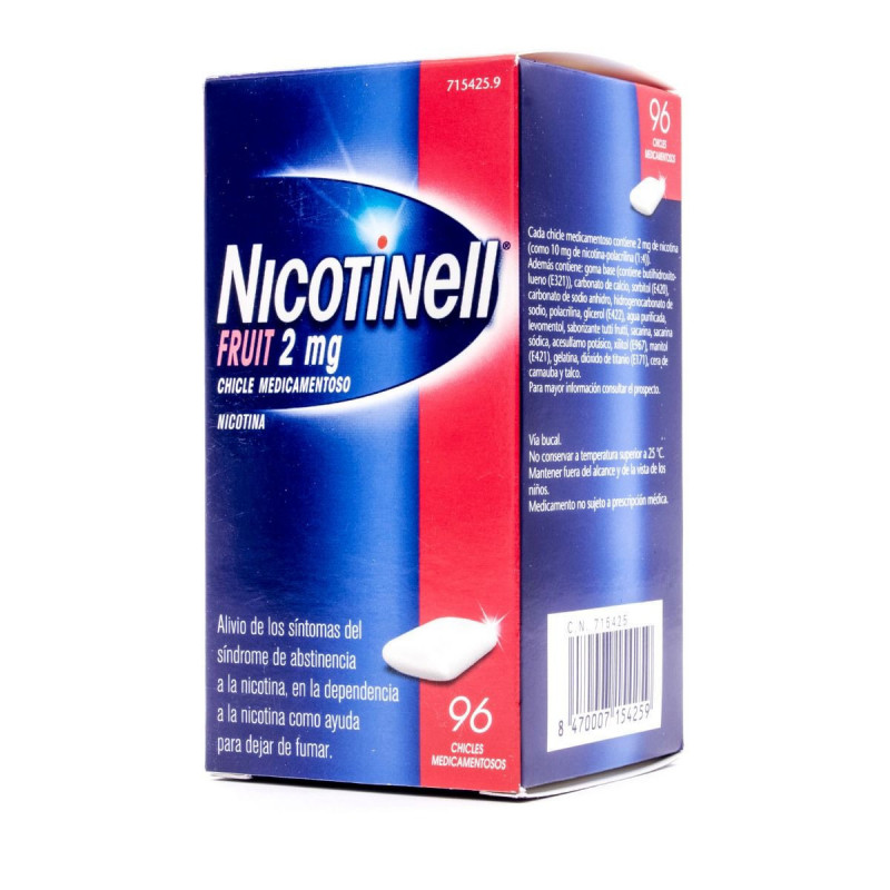 NICOTINELL FRUIT 2 MG CHICLE MEDICAMENTOSO, 96 CHICLES