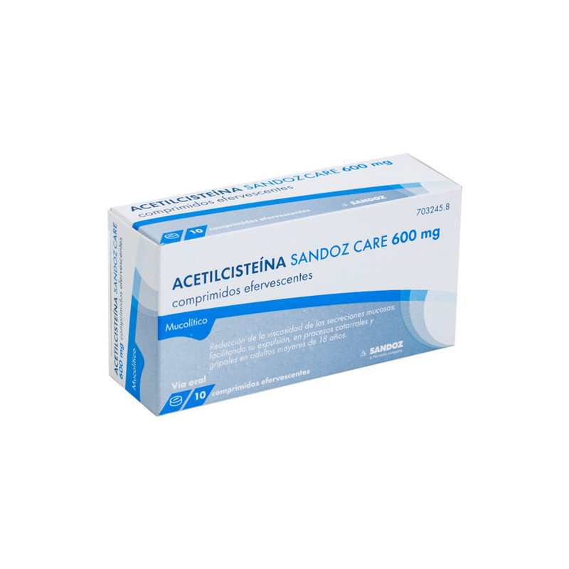 ACETILCISTEINA SANDOZ CARE 600 MG COMPRIMIDOS EFERVESCENTES , 10 COMPRIMIDOS