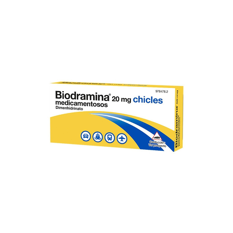 BIODRAMINA 20 MG CHICLES MEDICAMENTOSOS , 6 CHICLES