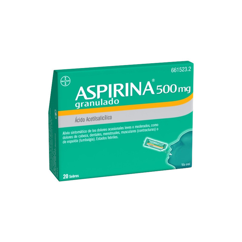 ASPIRINA 500 MG GRANULADO , 20 SOBRES