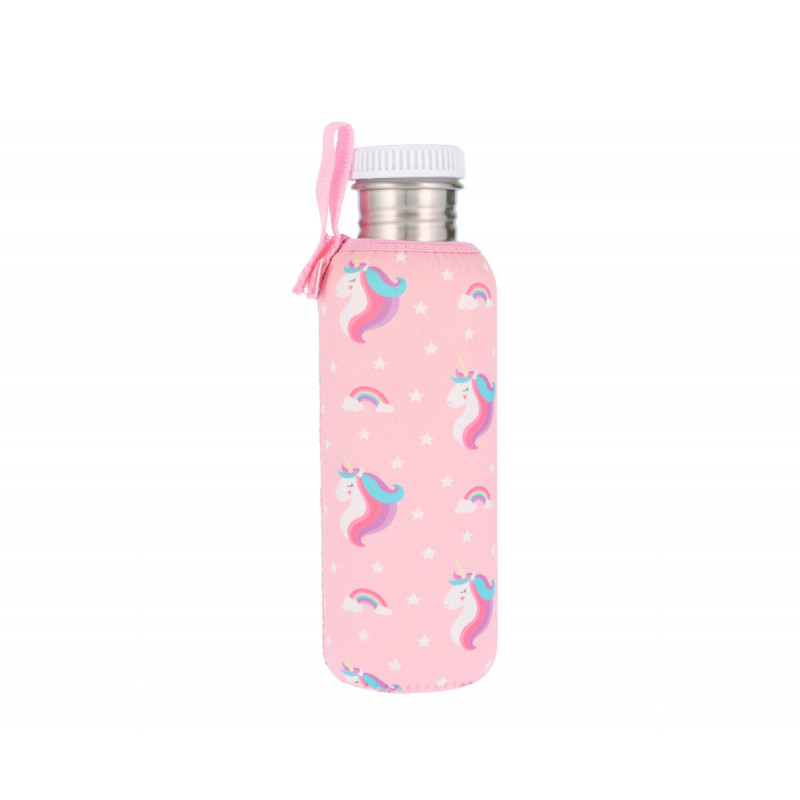 TUTETE Botella Acero Funda Rosa Unicornio 750 ml