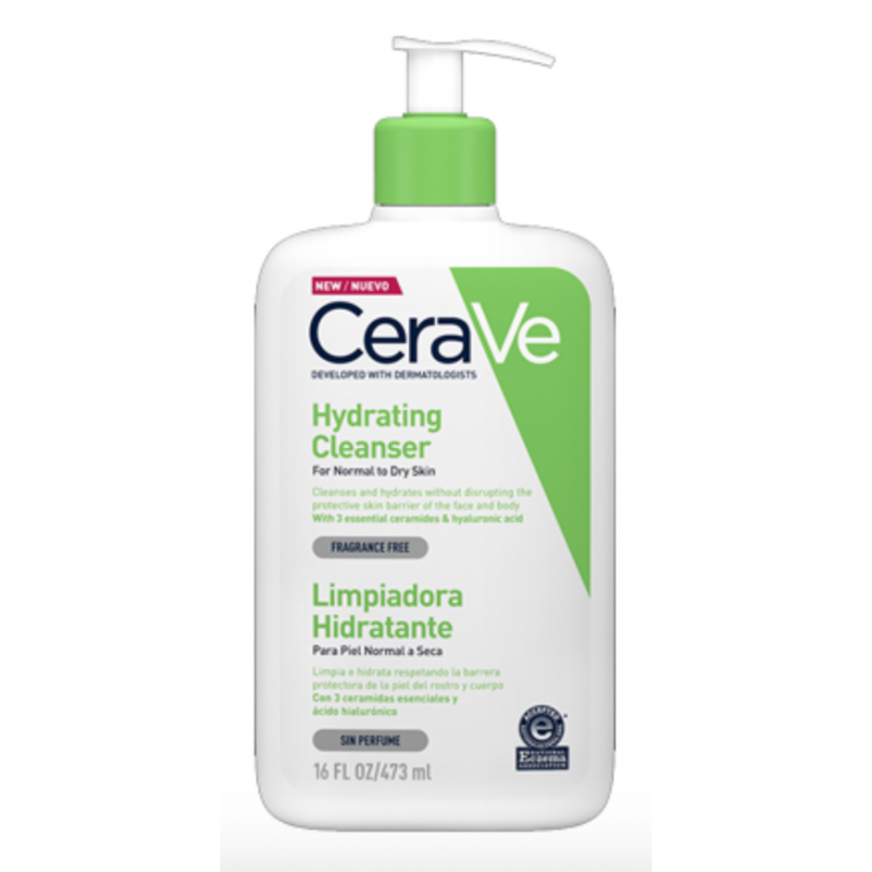 CeraVe - Limpiador facial hidratante de 473 ml para limpieza diaria, piel  seca a normal : : Belleza