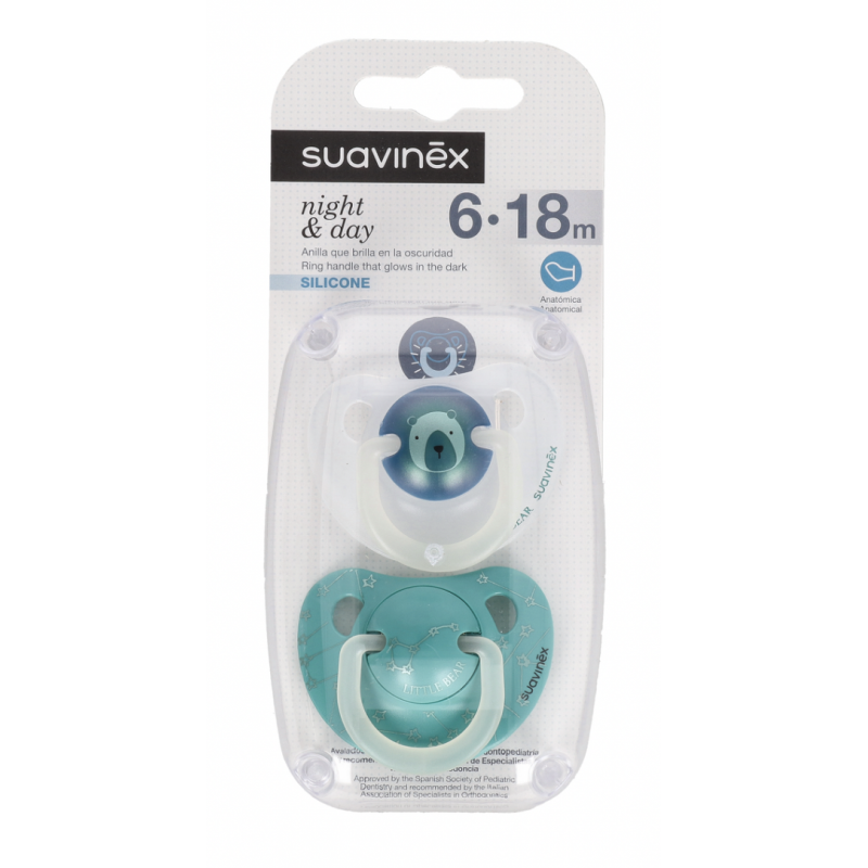 Suavinex Chupete Silicona Night&day Fisiologico 0-6 M