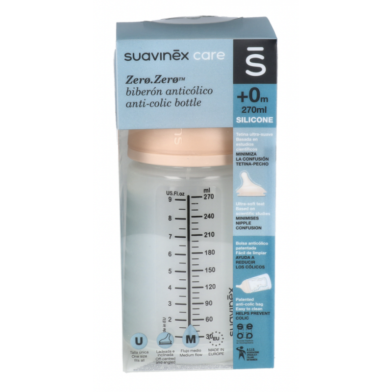 SUAVINEX Biberón Anticólico Silicona Talla M 270 ml