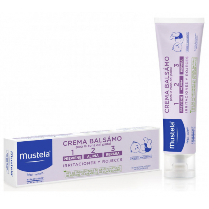 Crema protectora de pañal con óxido de zinc Mustela Bebe 1 2 3 Vitamin  Barrier Cream