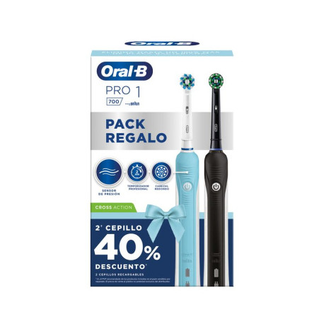 ORAL-B Pro 1 700 Pack Regalo Cepillos Dentales Eléctricos 2 Unidades